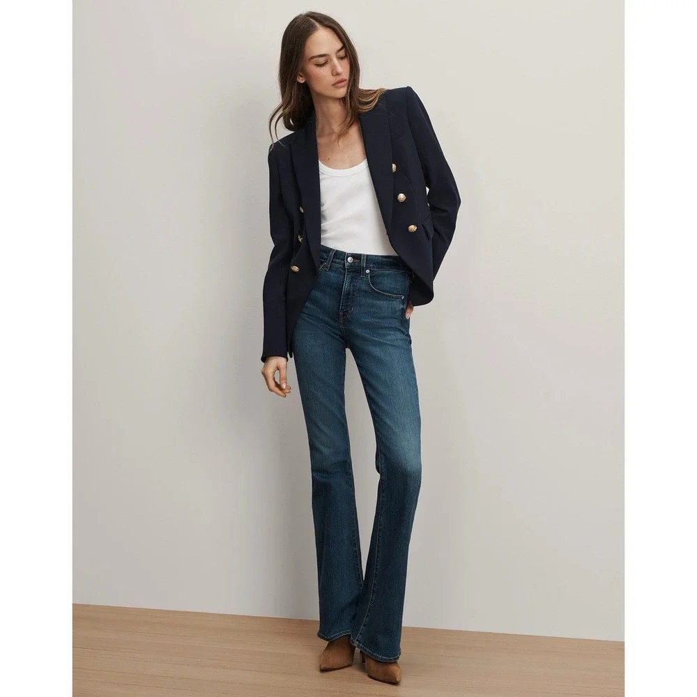 Veronica Beard Miller Dickey Jacket Navy Double Breasted Blazer Gold Button Sz 6 - Picture 4 of 11